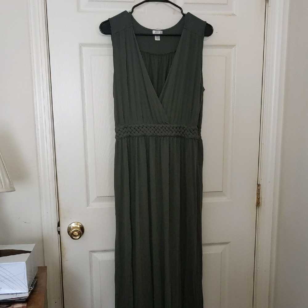 Spense Dark Green Sleeveless Maxi Dress